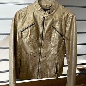 Brave Soul Gold Leather Jacket